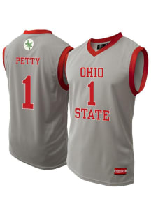 Ajae Petty Mens Grey Ohio State Buckeyes NIL Basketball Basketball Jersey