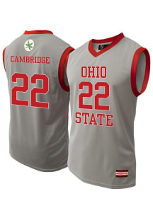 Jaloni Cambridge Mens Grey Ohio State Buckeyes NIL Basketball Basketball Jersey