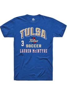 Lauren McIntyre Rally Mens Blue Tulsa Golden Hurricane NIL Arch Logo Player T Shirt
