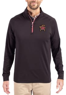 Mens Maryland Terrapins Red Cutter and Buck Adapt Eco Knit Qtr Zip Pullover