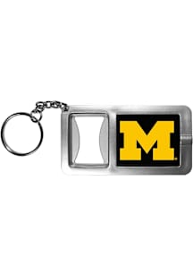 Michigan Wolverines Flashlight Bottle Opener Keychain - Silver