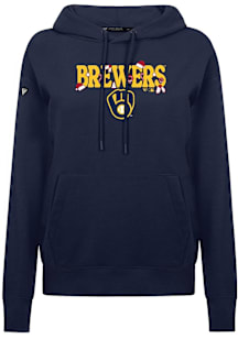 Levelwear Milwaukee Brewers Womens Navy Blue Adorn Festive Hooded Sweatshirt