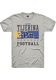 Kaemon Tijerina Pitt Panthers Ash Football NIL Striped Short Sleeve Player T Shirt