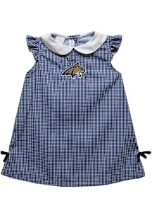 Vive La Fete Montana State Bobcats Toddler Girls Navy Blue Gingham Short Sleeve Dress