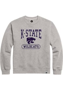 K-State Wildcats Mens Grey Open Pillow Long Sleeve Crew Sweatshirt