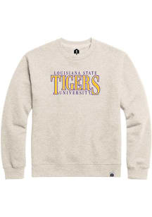 LSU Tigers Mens Oatmeal Part Time Flat Name Long Sleeve Crew Sweatshirt