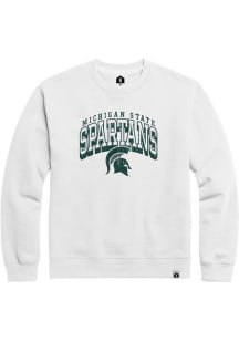 Michigan State Spartans Mens White Nanodrop Arch Mascot Long Sleeve Crew Sweatshirt