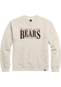 Missouri State Bears Mens Oatmeal Part Time Flat Name Long Sleeve Crew Sweatshirt