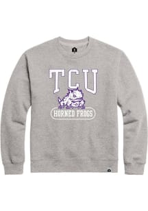 TCU Horned Frogs Mens Grey Open Pillow Long Sleeve Crew Sweatshirt