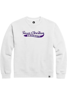 TCU Horned Frogs Mens White Tail Sweep Long Sleeve Crew Sweatshirt