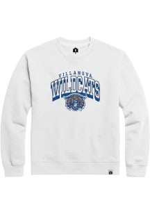 Villanova Wildcats Mens White Nanodrop Arch Mascot Long Sleeve Crew Sweatshirt