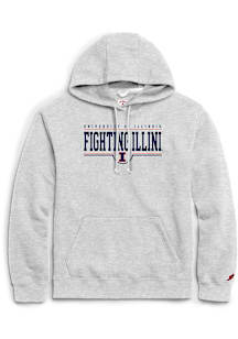 Illinois Fighting Illini Mens Grey Field Goal Flat Name Long Sleeve Hoodie