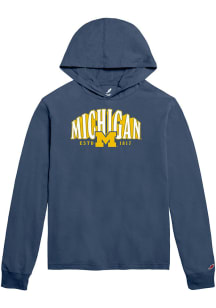 Michigan Wolverines Mens Navy Blue Stretched Sunrise Long Sleeve Hoodie
