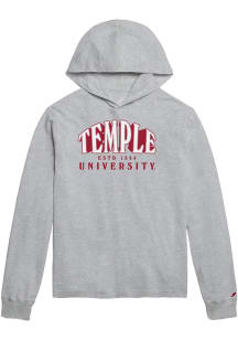 Temple Owls Mens Grey Stretched Sunrise Long Sleeve Hoodie