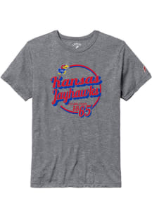 Kansas Jayhawks Grey Retro Circle Graphic Short Sleeve Fashion T Shirt