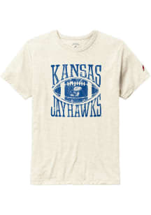 Kansas Jayhawks Oatmeal Football Square In Short Sleeve Fashion T Shirt