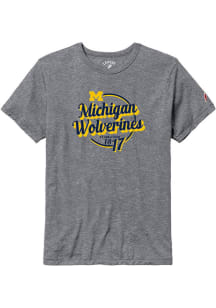 Michigan Wolverines Grey Retro Circle Graphic Short Sleeve Fashion T Shirt