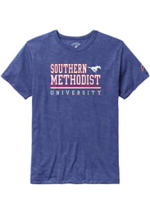 SMU Mustangs Blue Bandwidth Seal Short Sleeve Fashion T Shirt