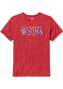SMU Mustangs Red Part Time Flat Name Short Sleeve Fashion T Shirt