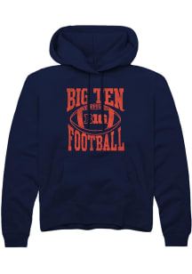 Mens Big Ten Navy Blue Rally Football Arch Hooded Sweatshirt