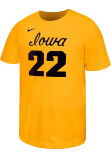 Caitlin Clark Youth Gold Iowa Hawkeyes Name and Number Short Sleeve Player T-Shirt