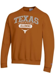 Champion Texas Longhorns Mens Burnt Orange Pill Alumni Powerblend Long Sleeve Crew Sweatshirt