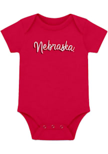 Nebraska Cornhuskers Baby Red Script Short Sleeve One Piece