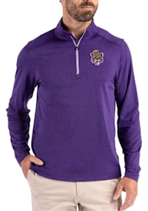 Cutter and Buck LSU Tigers Mens Purple Vault Coastline Long Sleeve Qtr Zip Pullover