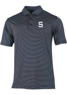 Mens Penn State Nittany Lions Navy Blue Columbia Vault Heat Seal Double Hit Short Sleeve Polo Shir..