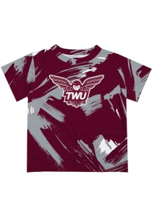 Vive La Fete Texas Womans University Toddler Maroon Paint Brush Short Sleeve T-Shirt