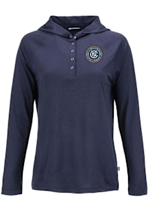 Cutter and Buck New York City FC Womens Navy Blue Coastline Eco Hooded Sweatshirt