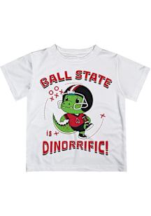 Vive La Fete Ball State Cardinals Toddler White Dino-Riffic Short Sleeve T-Shirt