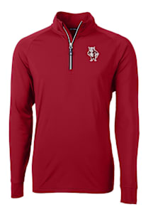 Cutter and Buck Indiana Hoosiers Mens Crimson Adapt Knit Long Sleeve Qtr Zip Pullover