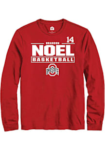 Brandon Noel Ohio State Buckeyes Red NIL Stacked Box Long Sleeve Player T Shirt