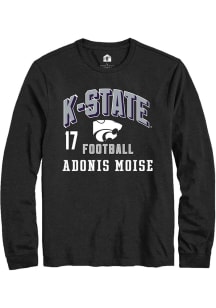 Adonis Moise Mens Black K-State Wildcats NIL Arch Logo Long Sleeve Player T Shirt