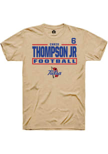 Chris Thompson Jr Rally Mens Brown Tulsa Golden Hurricane NIL Stacked Box Player T Shirt