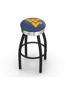 West Virginia Mountaineers 3 Ring Chrome Seat Pub Stool - Black