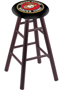 Marine Corps Round Cushion Oak Pub Stool - Brown