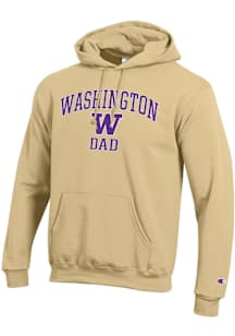 Champion Washington Huskies Mens Gold Arch Logo Dad Powerblend Long Sleeve Hoodie