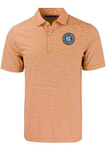 Cutter and Buck New York City FC Mens Orange Forge Double Stripe Short Sleeve Polo
