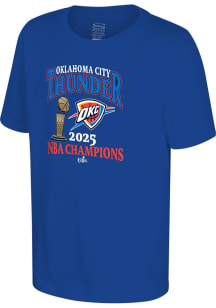 Oklahoma City Thunder Youth Blue 2025 Finals Champion Charm Short Sleeve T-Shirt