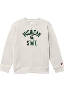 Michigan State Spartans Youth White Vintage Arch Mascot Long Sleeve Crew Sweatshirt