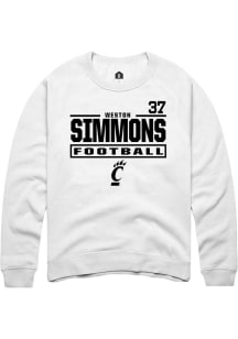 Weston Simmons Rally Mens White Cincinnati Bearcats NIL Stacked Box Player Crew