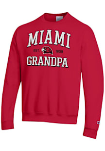 Champion Miami RedHawks Mens Red Est. Date Grandpa Powerblend Long Sleeve Crew Sweatshirt
