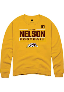 Egypt Nelson Western Michigan Broncos Mens Gold Football NIL Stacked Box Player Crew