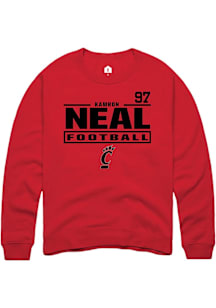Kamron Neal Cincinnati Bearcats Mens Red Football NIL Stacked Box Player Crew