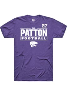 Cub Patton Rally Mens Purple K-State Wildcats NIL Stacked Box Player T Shirt