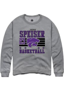 Jordan Speiser Rally Mens Grey K-State Wildcats NIL Striped Player Crew