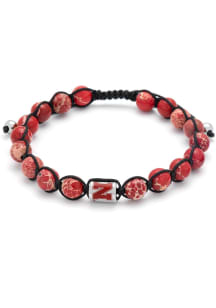 Stainless Steel Beaded Thread Nebraska Cornhuskers Mens Bracelet - Red