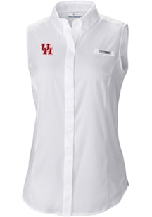 Columbia Houston Cougars Womens White Heat Seal Omni Wick Tamiami Polo Shirt